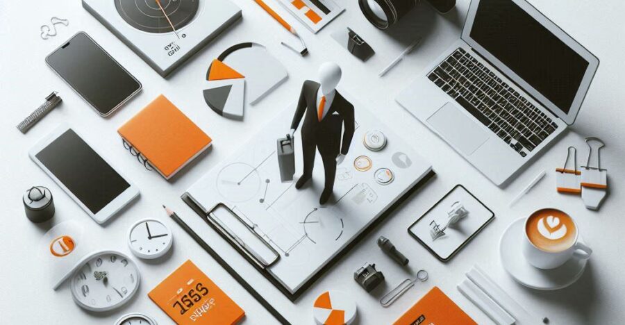 a minimal photo for New business models whit orange and black a minimal photo for New business models whit orange and black