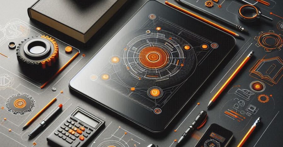 a minimal photo for New educational and learning technologies whit orange and black a minimal photo for New educational and learning technologies whit orange and black